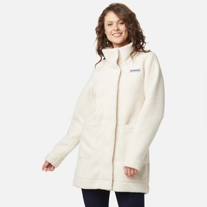 Columbia Womens Panorama Sherpa White/Cream Long Coat Medium